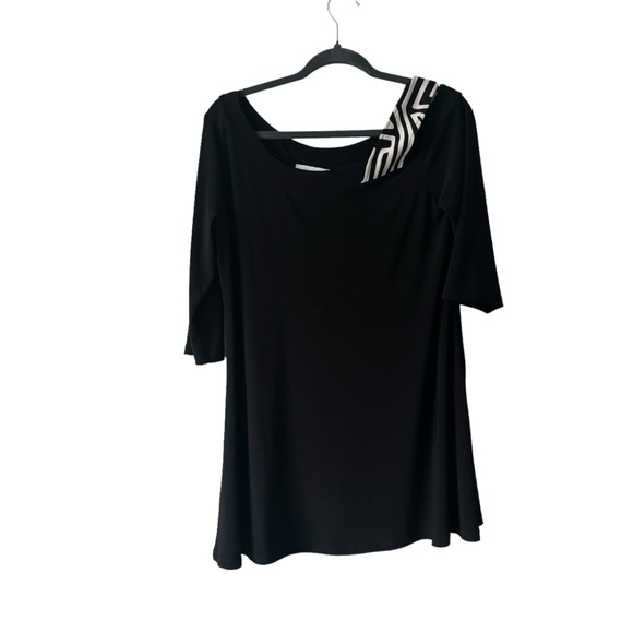 Joseph Ribkhoff blouse women's size 8 black top tunic 3/4 sleeves top scoop neck - Picture 11 of 11
